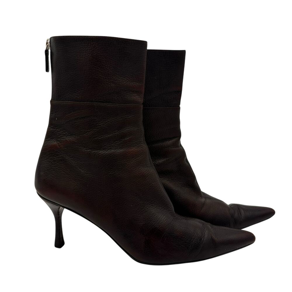 Gucci Vintage Brown Leather Pointed Toe Bootie Heels Size 10.5 - Picture 10 of 12